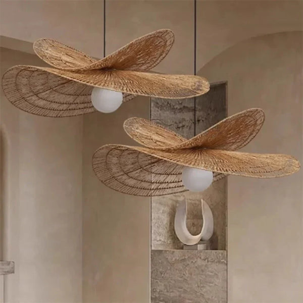 Suspension lumineuse en rotin tissé à la main - Collection Wabi-Sabi - Pour décorer votre intérieur de manière créative