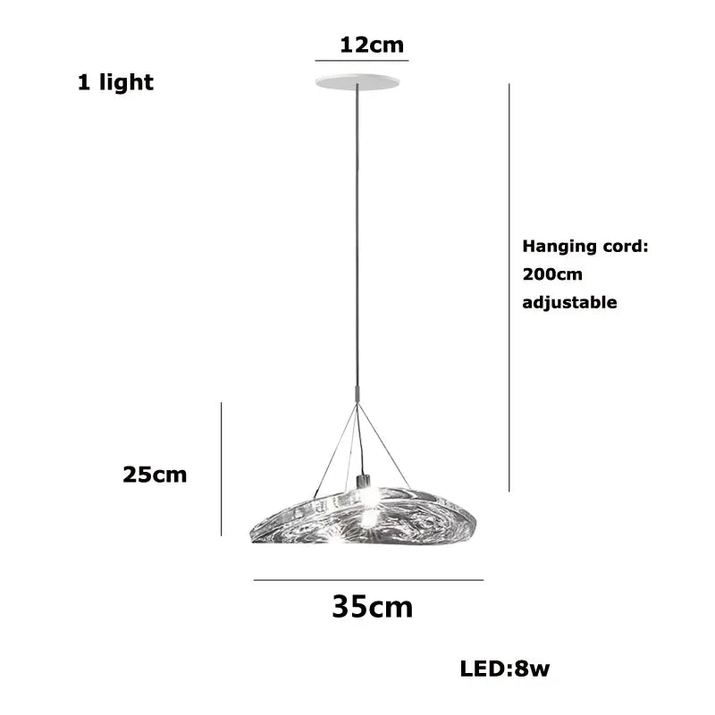 Suspension LED en verre design nordique Manta.
