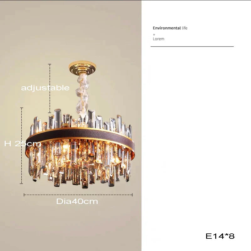 Lustre de Luxe Vintage Design 2024 - LED Cuir Cristal Élégant