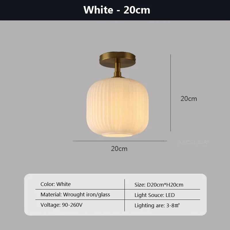 Plafonnier en verre LED nordique pour salle de bain, salon et chambre