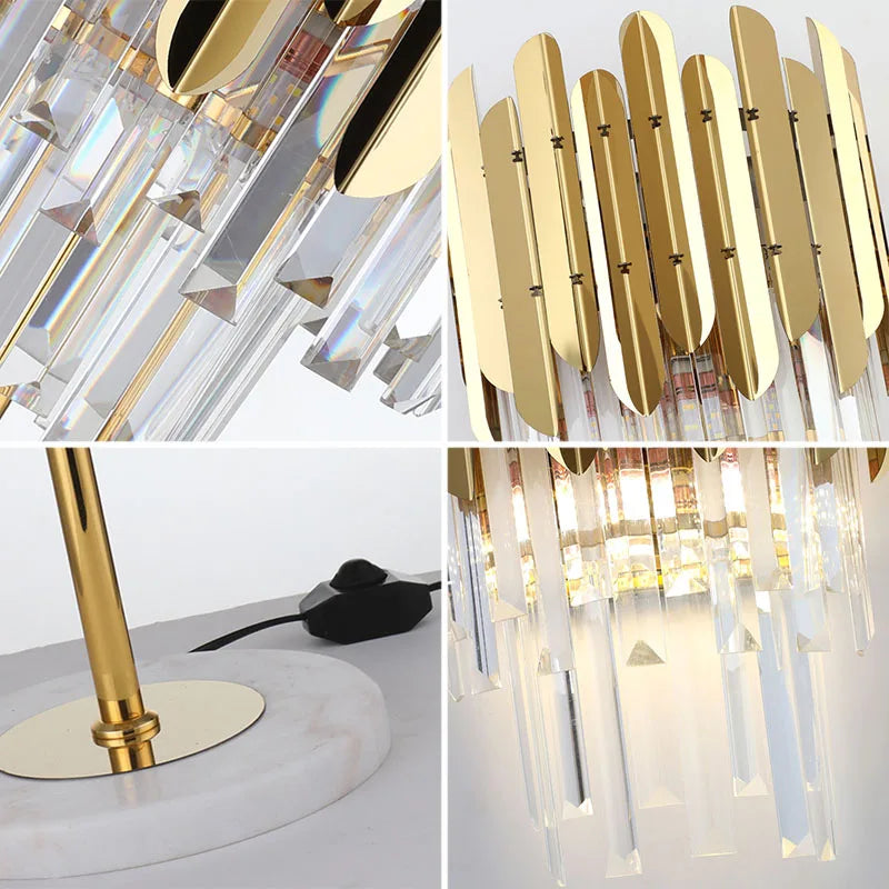 Applique murale LED en cristal doré de style moderne