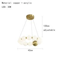 Luminaire de suspension LED en laiton avec fil réglable et abat-jour rond