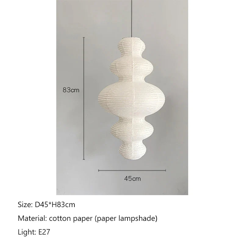 Lustre Nordique Wabi Sabi Vent Papier de Riz Suspension LED Lumières