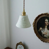 Suspension Style Japonais Zen en Céramique - Chez l'Habitant - Ambiance Montagne et Ombre - Chambre en Laiton avec Éclairage LED