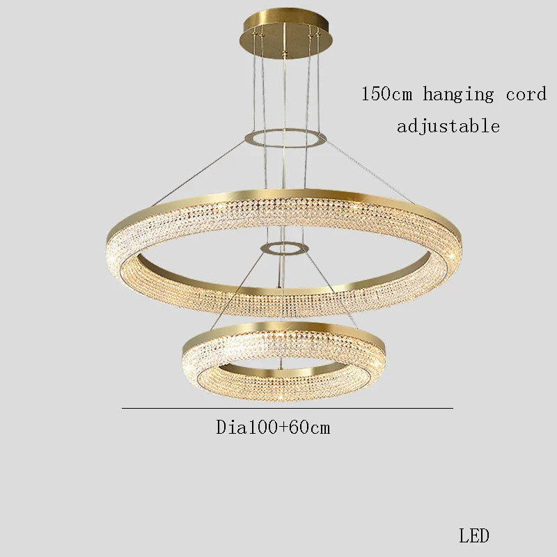 Lustre de luxe LED rond design moderne 2024 pour intérieur - Élégance Lumineuse