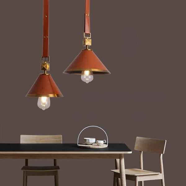 Lustre moderne en cuir avec suspension lumière et verre cristal de luxe
