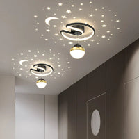 Plafonnier LED 28W Noir Gris pour Couloir avec Boule de Verre Nuances - Effet Etoile