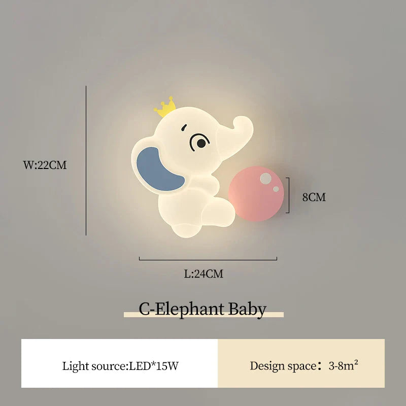 Appliques Murales LED Éléphant Mignon pour Enfants