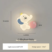 Appliques Murales LED Éléphant Mignon pour Enfants