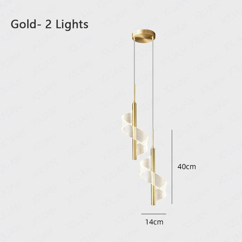 Suspension Spirale Luxe: Abat-jour Moderne, Câble Long