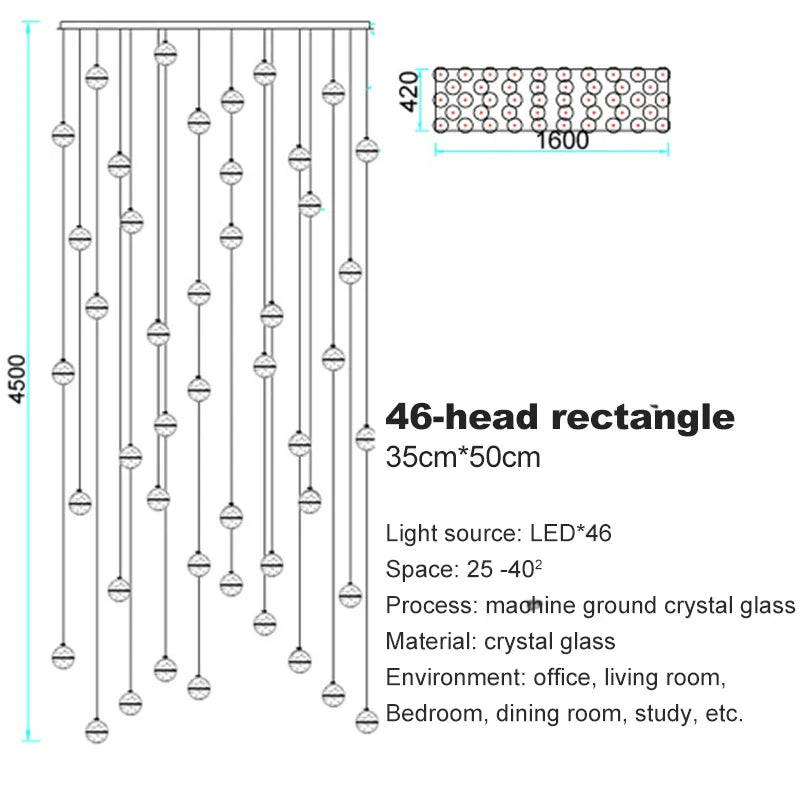 Lustre en cristal moderne avec boule tournante LED suspendue - LUXE LUMINEUX