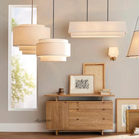 Lustre japonais en tissu LED modernes.