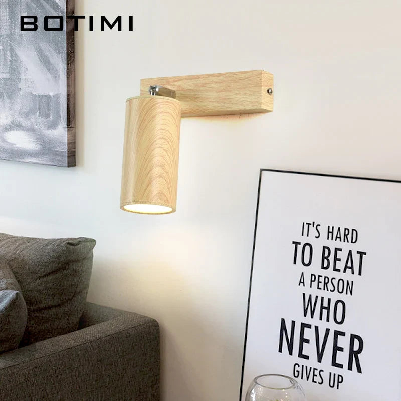 Botimi - Lampe de Table Nordique en Bois avec Poussoir