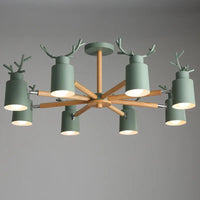 Lustre en rondins scandinave - Design cerf pour éclairage intérieur