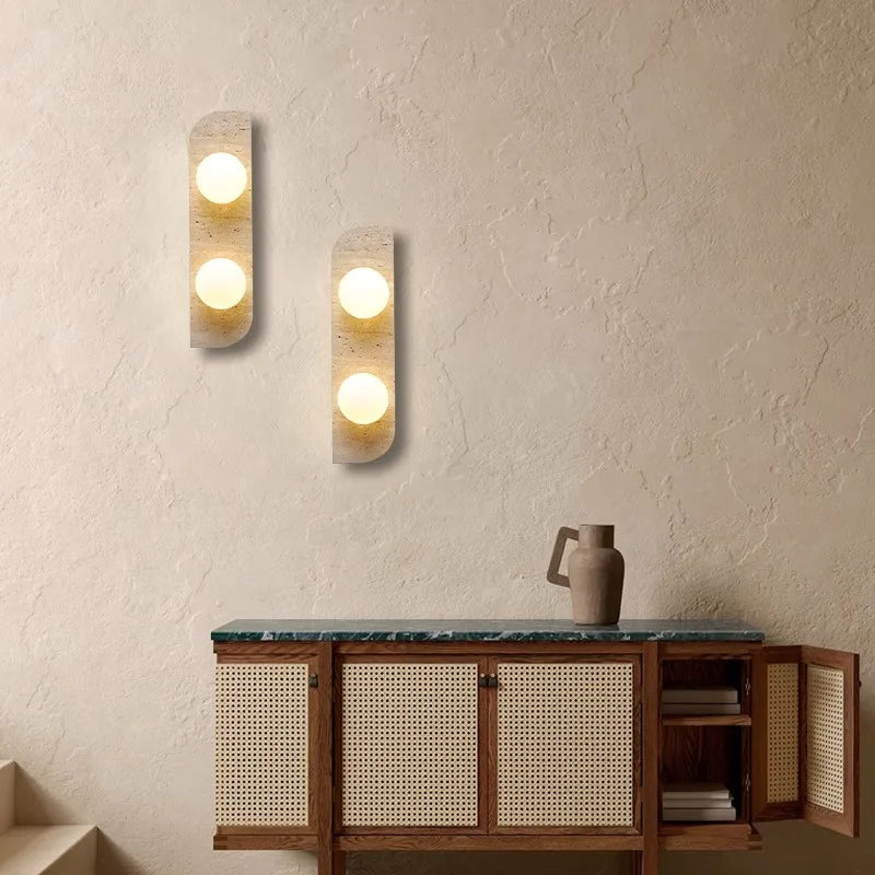 Applique murale en pierre naturelle et verre - Ampoule G4