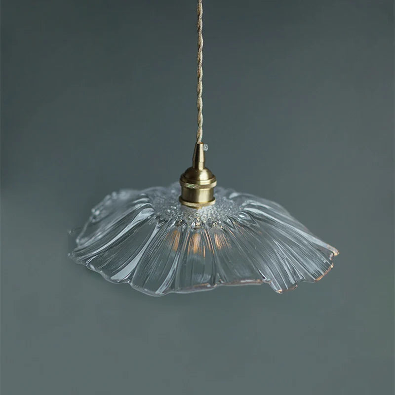 Suspension LED Nordique en Verre Laiton - Fleur Scandinave