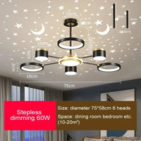 Lustre romantique étoilé moderne à 6 lumières créatif 2024 - Collection Stella Glow