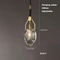 Lustre LED en Cuir et Verre