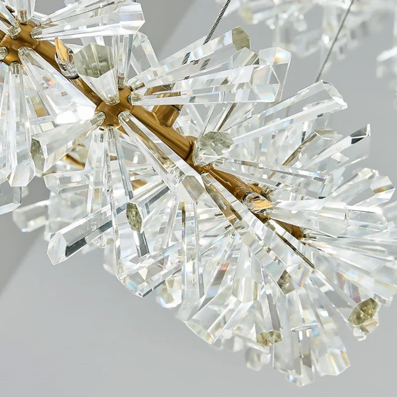 Lustre en cristal Fleur Luminaire de Luxe avec Anneaux Ronds - Collection Élégance Cristalline