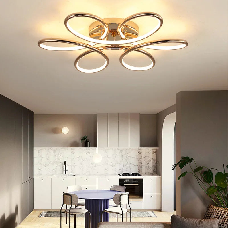 Lustre LED Doré Alu Décoration