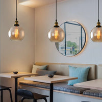 Suspension vintage en verre fumé pour restaurant loft