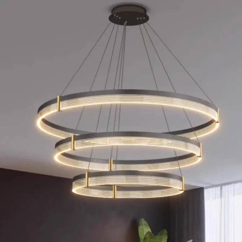 Lustre LED anneau en acrylique au design contemporain avec anneau intérieur