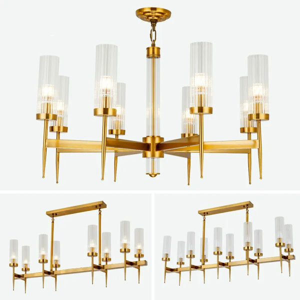 Lustre Noble en Métal Or et Verre LED