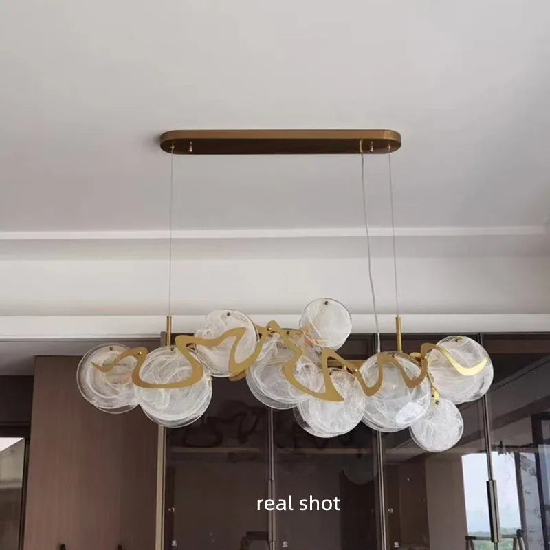 Suspension élégante en verre et métal doré E14