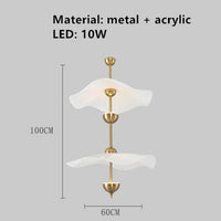 Lampe Suspension Feuille de Lotus en Métal Doré - Luminaires Art Déco