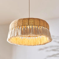 Suspension LED en chanvre tissé à la main - Style bohème Wabi Sabi Crafted