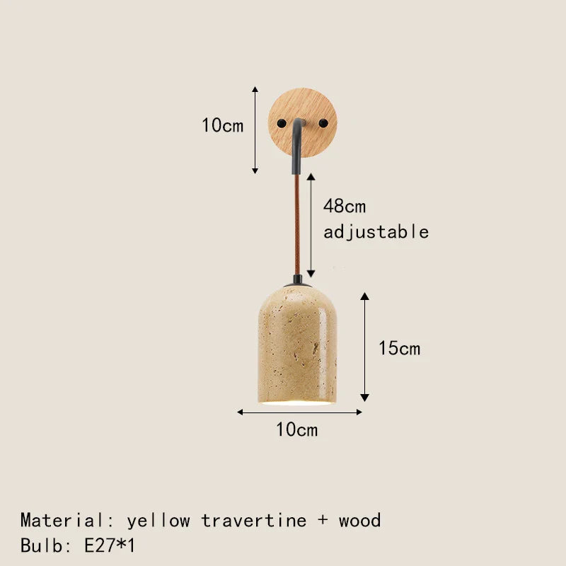 Applique Murale LED en Pierre Naturelle pour Hôtel - Interrupteur inclus