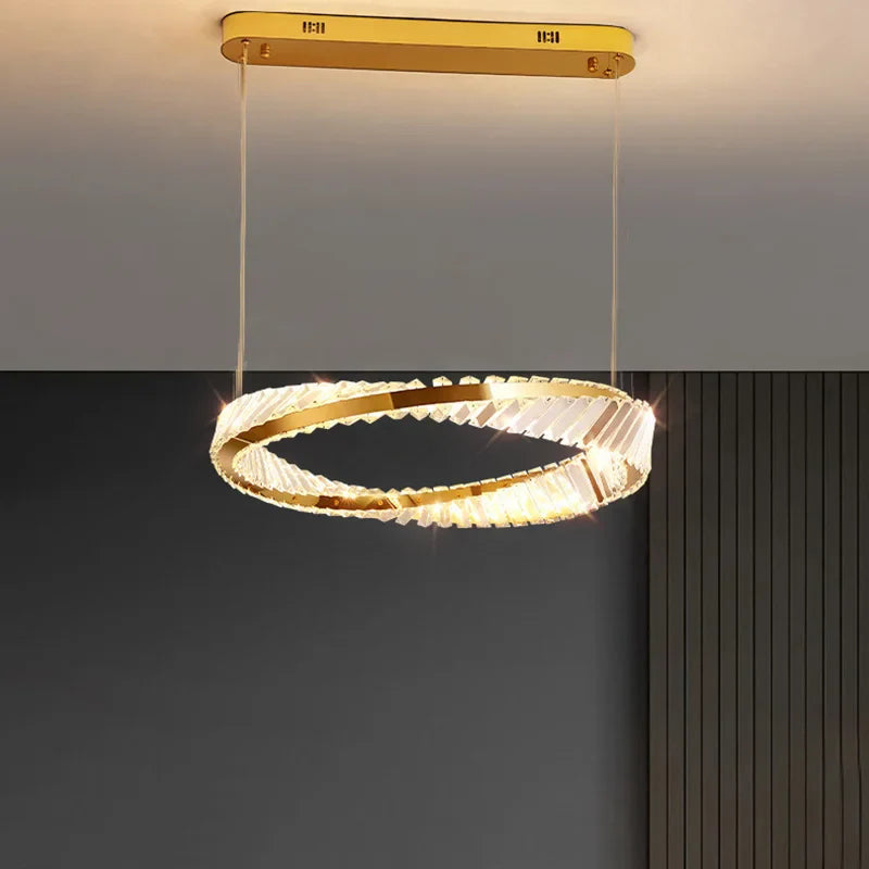 Plafonnier Luxe Doré Cristal