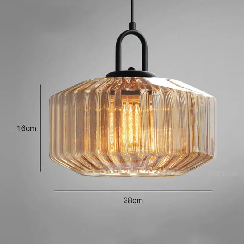 Suspension LED Nordique Rétro en Verre pour Intérieur Loft
