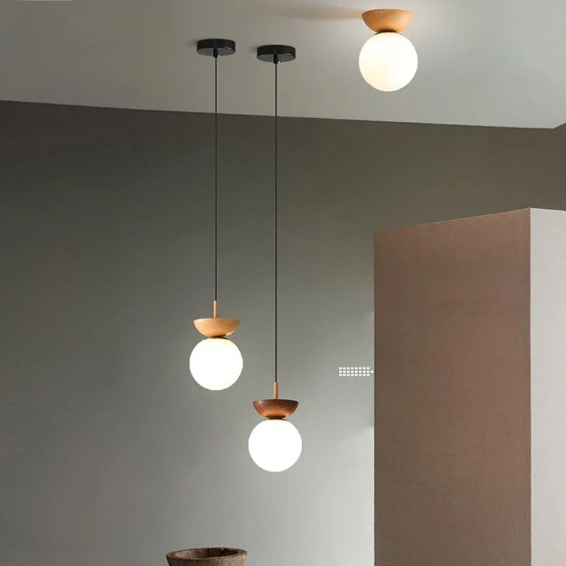 Plafonnier LED "Naturel Nordique" avec Abat-jour en Verre