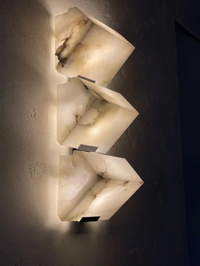 Applique Murale Moderne en Marbre avec Lumières LED - Élégance Illuminée