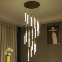 Lustre en cristal design cylindrique - Élégance lumineuse