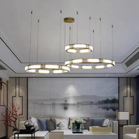 Lustre rond LED en marbre post-moderne avec intensité ajustable