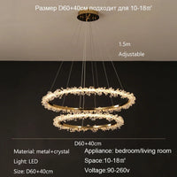 Lustre de Luxe Moderne en Cristal avec Éclairage LED Annulaire Variable