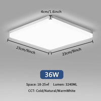 Plafonnier LED Ultra Mince - Forme Ronde & Carrée