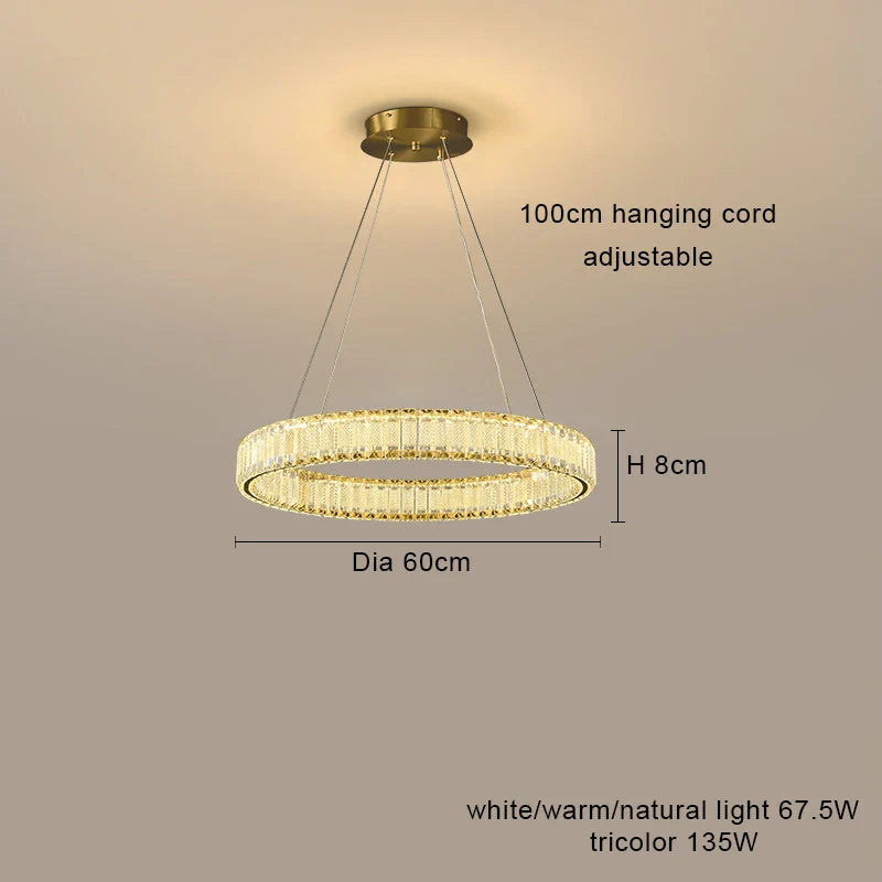 Lustre LED en cristal fantaisie : Lumière suspendue modern.