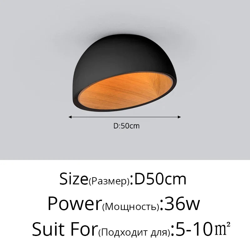 Lustre moderne en bois LED avec grain de bois, pour balcon et couloir - Blanc ou noir