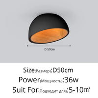 Lustre moderne en bois LED avec grain de bois, pour balcon et couloir - Blanc ou noir
