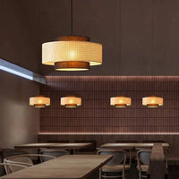 Suspension Design Bambou Rotin avec LED.