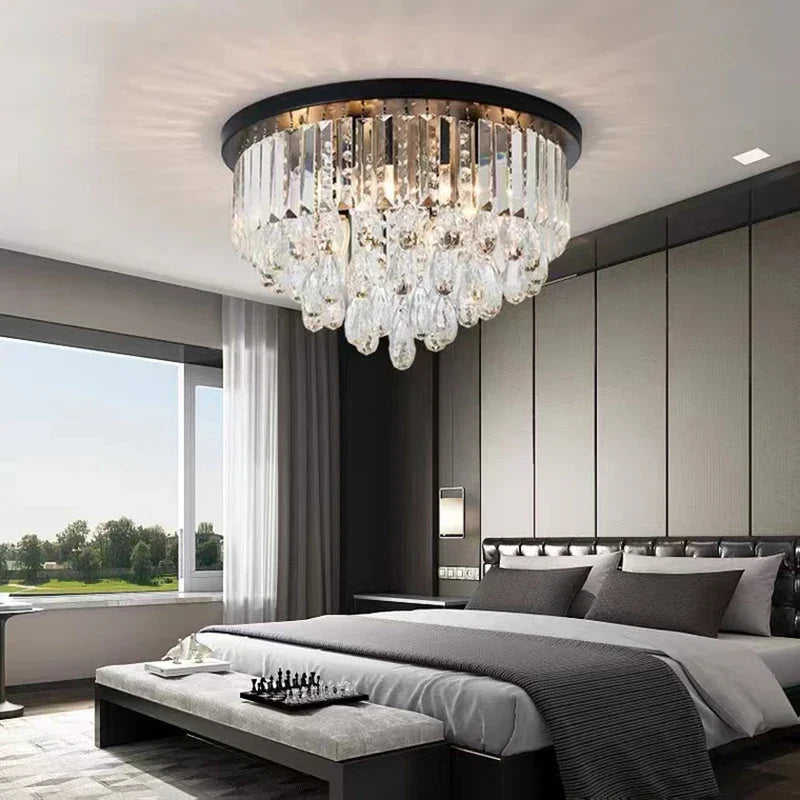 Lustre LED dimmable en cristal de style vintage de luxe