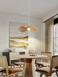Suspension Luminaire nordique en tissu LED Wabi Sabi pour décoration de salon et chambre, en coton lin créatif