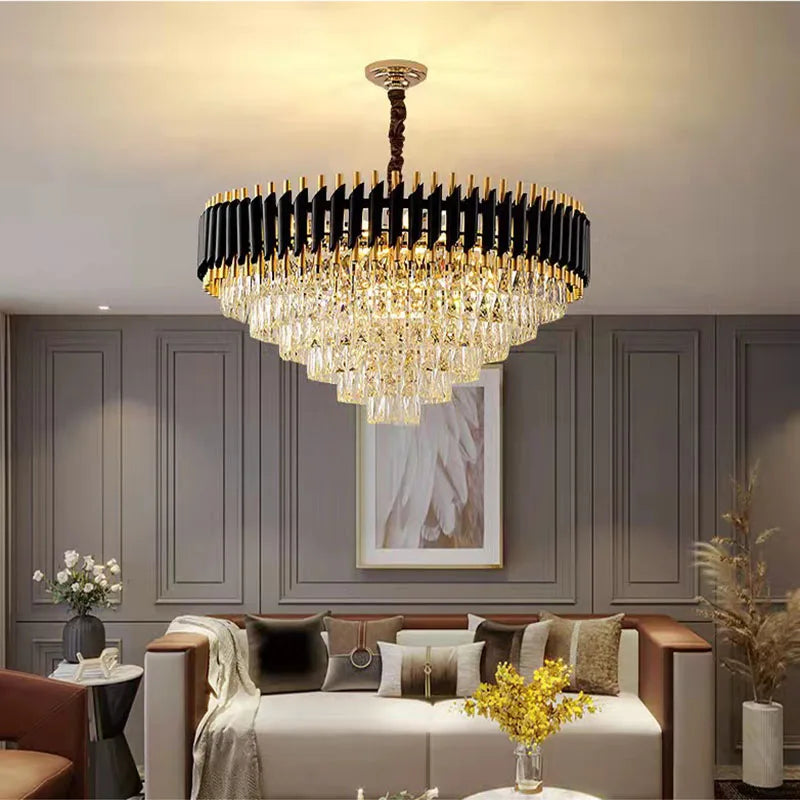 Lustre en cristal luxueux avec éclairage LED pour intérieur - Élégance illuminée