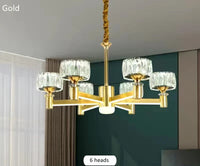 Lustre Nordique Luxe en Cristal Or et Noir