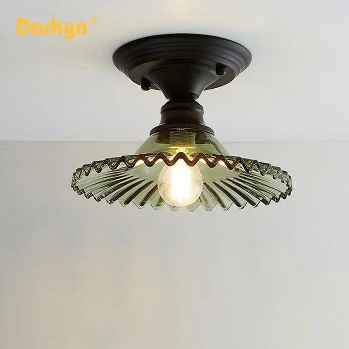 Plafonnier Rétro Américain avec Couvercle en Verre - Décoration Créative