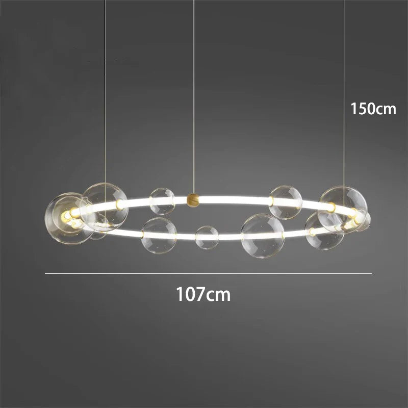 Lustre de luxe à bulles à LED en verre transparent créatif