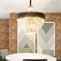 Lustre en Cristal Noir de Luxe Moderne LED